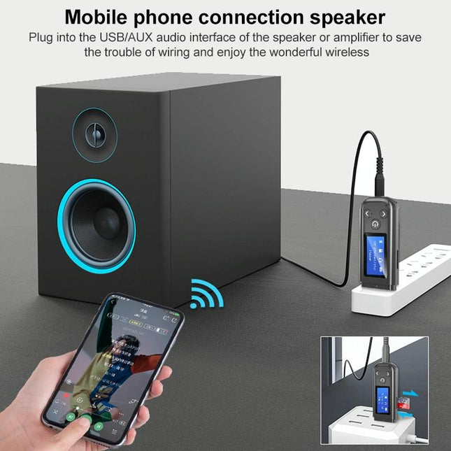 2-In-1 Usb Car Bluetooth 5.0 Audio Adapter With Lcd Screen-1915197639671025667