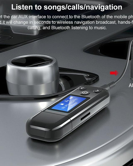 2-In-1 Usb Car Bluetooth 5.0 Audio Adapter With Lcd Screen-1915197639671025668