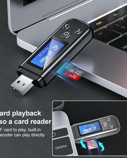 2-In-1 Usb Car Bluetooth 5.0 Audio Adapter With Lcd Screen-1915197639671025670