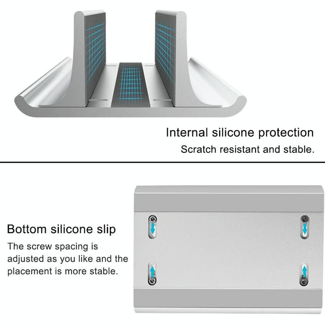 Adjustable Vertical Laptop Stand - Portable Aluminum Alloy Base Black-1915196776286130179