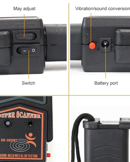 Black Super Scanner Wand Metal Detector - Md-3003B1-1943465057627279364