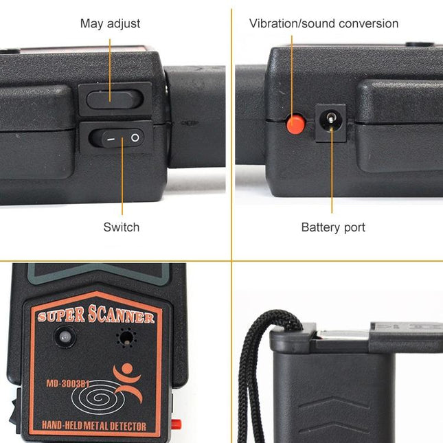 Black Super Scanner Wand Metal Detector - Md-3003B1-1943465057627279364