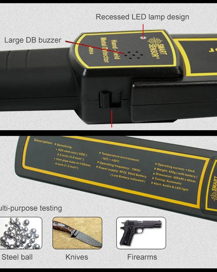 Handheld Security Metal Detector - 60Mm Detection Range-1915197628908441604