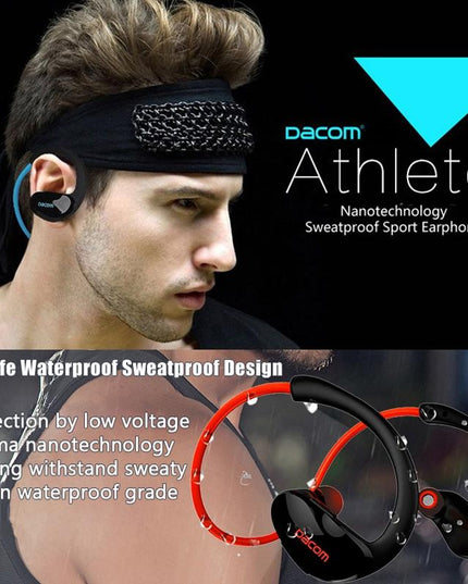 Red Dacom Athlete Bluetooth Earphones With Mic - Sport Running Stereo-1915196589887066119