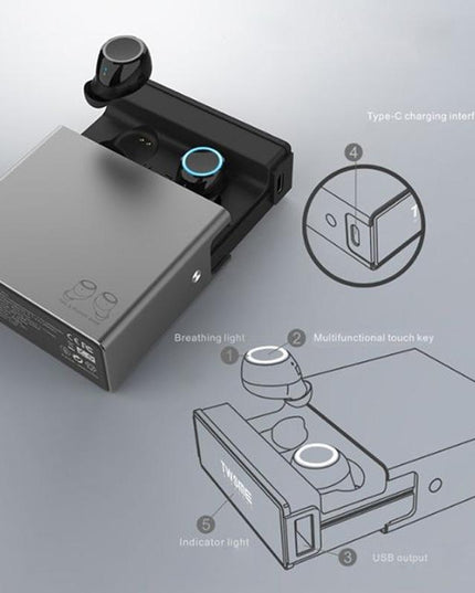 Wireless Tws Earphones With Charging Box - V7 Bluetooth 5.0 - Silver-1915196601257824261