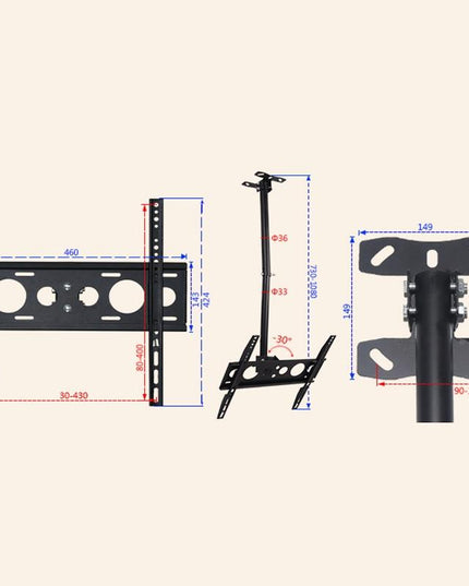 Adjustable Single Screen Tv Wall / Ceiling Mount - 32-70 Inch 0.5-2M Range-1915197727214538757
