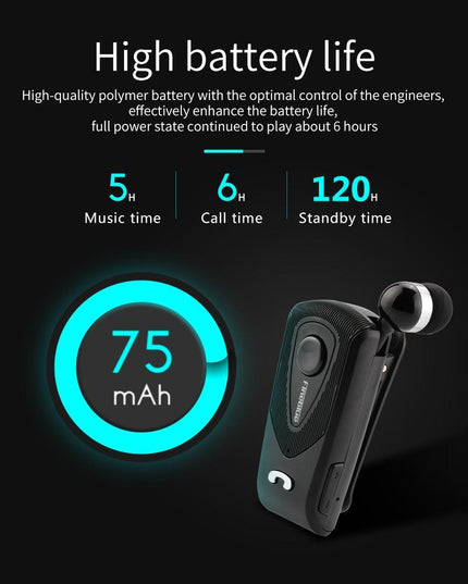 Retractable Bluetooth Headset With Caller Reminder And Anti-Theft Vibration-1915198280875249669