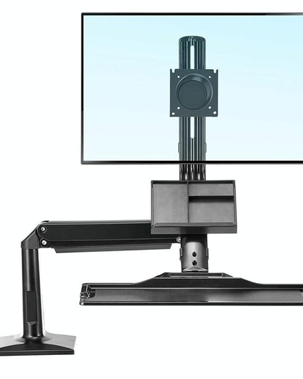 Ergonomic 19-27 Inch Monitor Holder With Foldable Keyboard Tray Full Motion Sit-stand Workstation-1922443437425168390