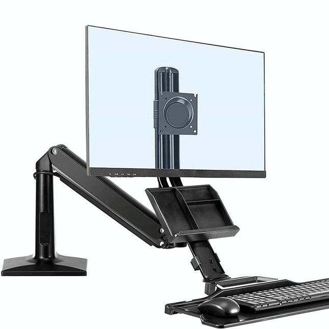 Ergonomic 19-27 Inch Monitor Holder With Foldable Keyboard Tray Full Motion Sit-stand Workstation-1922443437425168386