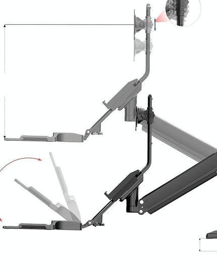 Ergonomic 19-27 Inch Monitor Holder With Foldable Keyboard Tray Full Motion Sit-stand Workstation-1922443437425168387