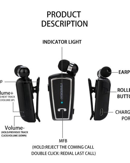 Mini Wireless Bluetooth Earphone - Black-1915198343269715971
