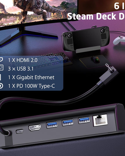 Steam Deck Expansion Dock With Hdmi And Gigabit Network Port-1922443429510516741