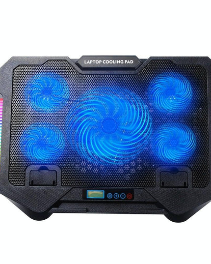 5-Fan Laptop Cooling Pad With Adjustable Stand And Phone Holder-1922443477405274113