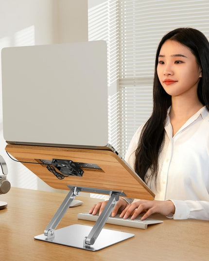 Adjustable Folding Laptop Stand With Cooling Fan - Portable Tablet Holder-1915198006135754757