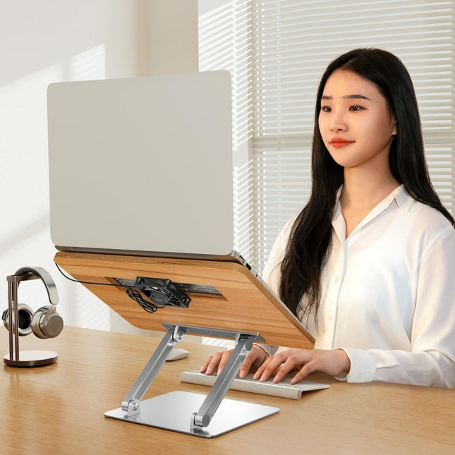 Adjustable Folding Laptop Stand With Cooling Fan - Portable Tablet Holder-1915198006135754757