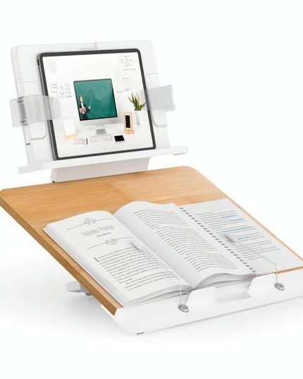 Adjustable Desktop Book Stand With Multi-Angle Clip - Foldable Tablet Holder-1915197662240575492