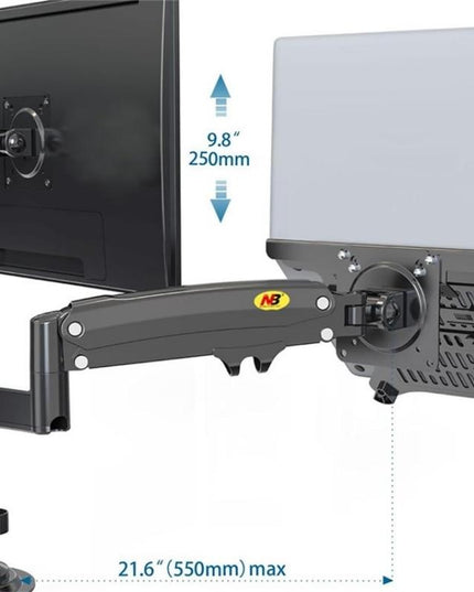 Full Motion Dual Arm Clamp For 22-32 Inch Lcd Tv Monitor Desk Holder With Gas Spring-1915197149721792515
