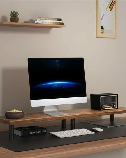 Aluminum Alloy Desktop Monitor Stand With Wooden Plate Riser-1915198420461686787