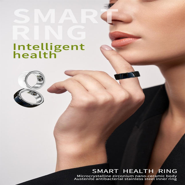Smart Ring With Heart Rate Blood Oxygen Sleep & Sports Modes - Black Size 22-1915196967328288770