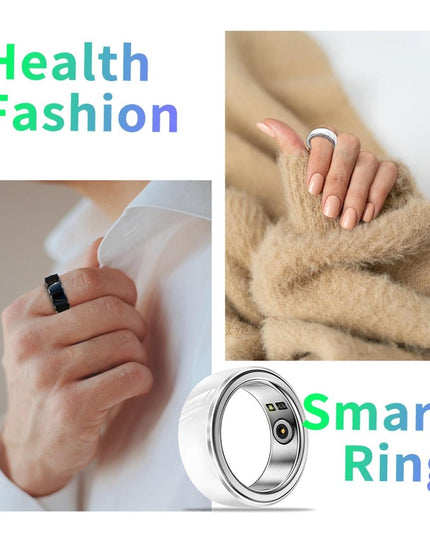 Smart Ring With Heart Rate Blood Oxygen Sleep & Sports Modes - Black Size 22-1915196967328288771