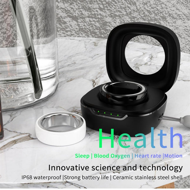 Smart Ring With Heart Rate Blood Oxygen Sleep & Sports Modes - Black Size 22-1915196967328288772
