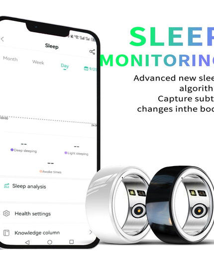 Smart Ring With Heart Rate Blood Oxygen Sleep & Sports Modes - Black Size 22-1915196967328288774