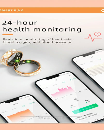 Smart Ring With Heart Rate Blood Oxygen Sleep Monitoring - Rose Gold Size 7-1915196889662361607