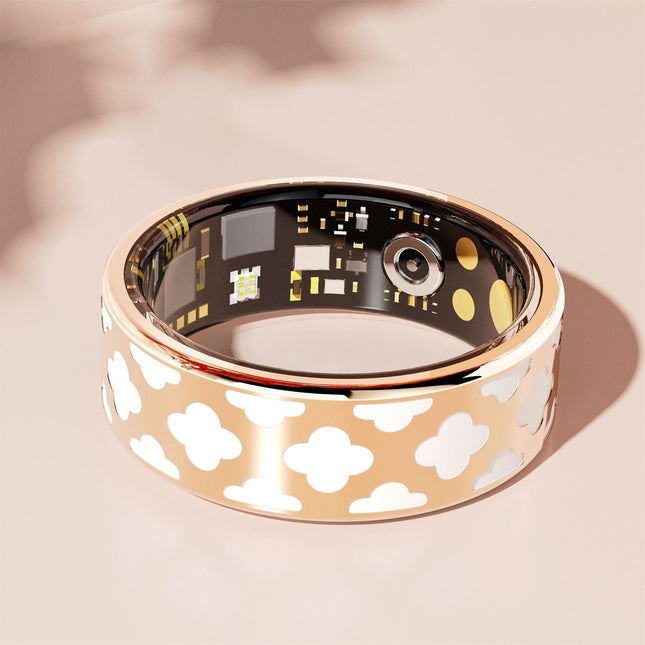 Smart Ring With Heart Rate Blood Oxygen Sleep Monitoring - Rose Gold Size 9-1915196928069603332