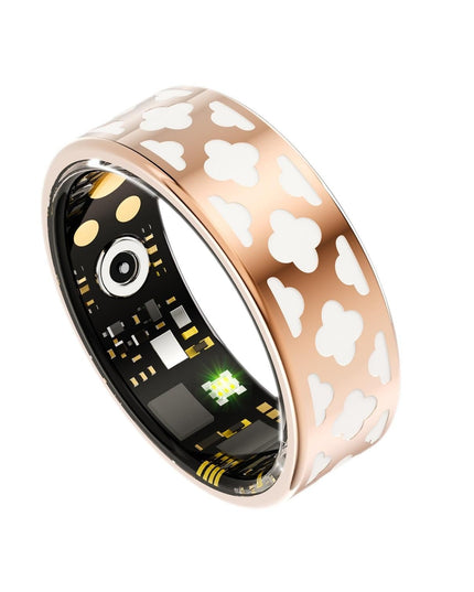 Smart Ring With Heart Rate Blood Oxygen Sleep Monitoring - Multiple Sports Modes - Rose Gold Size 11-1915196969266057217