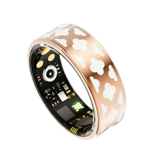 Smart Ring With Heart Rate Blood Oxygen Sleep Monitoring - Multiple Sports Modes - Rose Gold Size 12-1943465054917758977