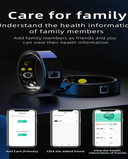 Smart Ring With Heart Rate Blood Oxygen Sleep Monitoring And Multiple Sports Modes - Black Size 7-1915196815020527620