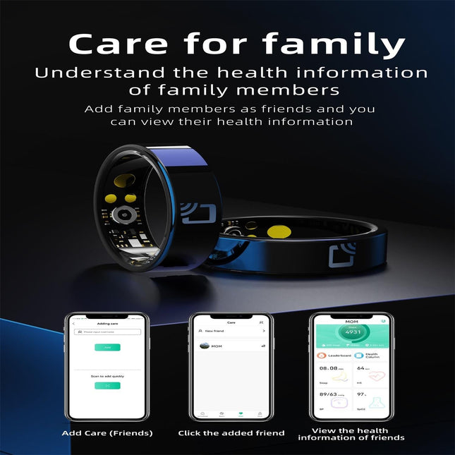 Smart Ring With Heart Rate Blood Oxygen Sleep Monitoring And Multiple Sports Modes - Black Size 9-1915196856862904324