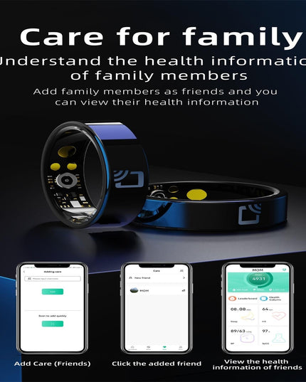 Smart Ring With Heart Rate Blood Oxygen & Sleep Monitoring - Black Size 11-1915196892095057924