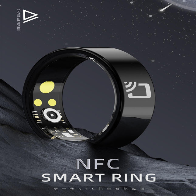 Smart Ring With Heart Rate Blood Oxygen & Sleep Monitoring - Multiple Sports Modes - Black Size 12-1915196912026390529