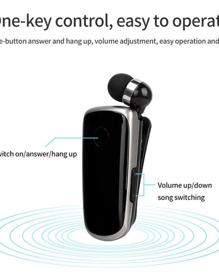 Wireless Bluetooth In-Ear Earphone With Vibrating Alert And Hands-Free Clip - Black-1915198351918370818