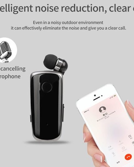Wireless Bluetooth In-Ear Earphone With Vibrating Alert And Hands-Free Clip - Black-1915198351918370819