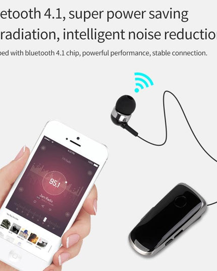 Wireless Bluetooth In-Ear Earphone With Vibrating Alert And Hands-Free Clip - Black-1915198351918370820