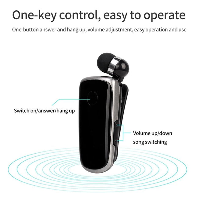 Wireless Bluetooth In-Ear Earphone With Vibrating Alert And Hands-Free Clip - Rose Red-1915197840481718274