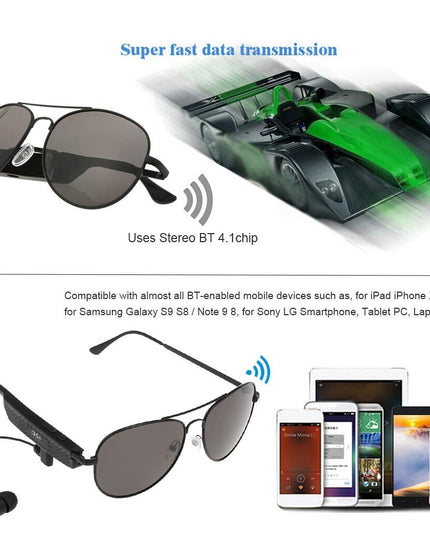 Wireless Bluetooth Sunglasses With Music Earphones And Mic-1915197402042732547