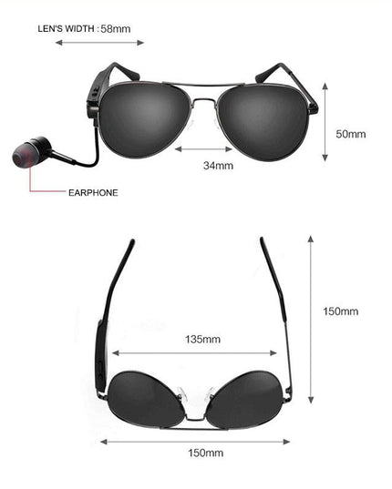 Wireless Bluetooth Sunglasses With Music Earphones And Mic-1915197528018653193