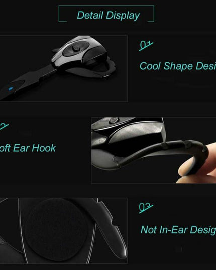 Business Bluetooth 5.0 Earphone With Hanging Ear Design - Black-1915196850407870469