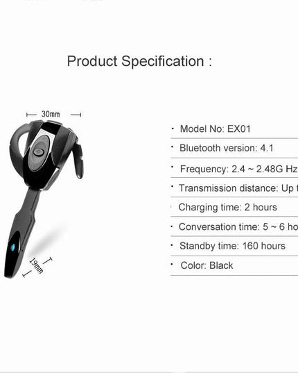 Business Bluetooth 5.0 Earphone With Hanging Ear Design - Black-1915196850407870473