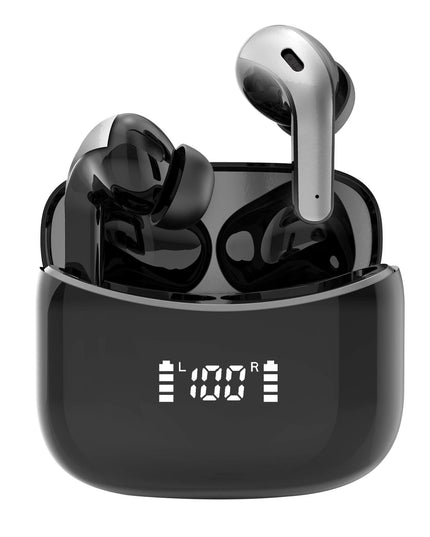Black Wireless Bluetooth Earphone With Touch Display-1915196860214153222