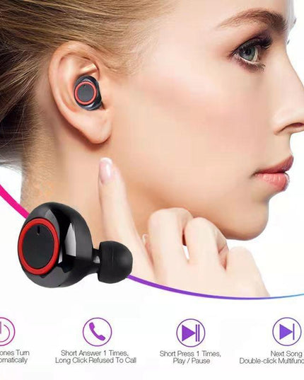 Wireless Tws Bluetooth Headphones With Touch Control - Black / Blue-1915196515467530243
