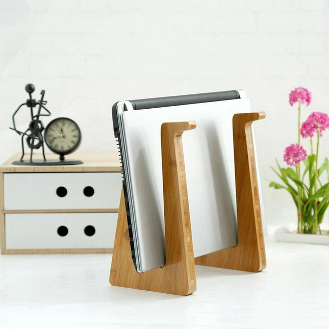 Bamboo Wood Desktop Storage Rack For Computers And Tablets-1915197981548744704