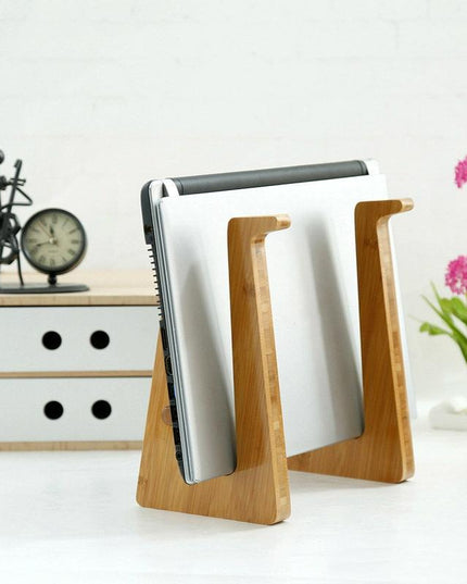Bamboo Wood Desktop Storage Rack For Computers And Tablets-1915197981548744712