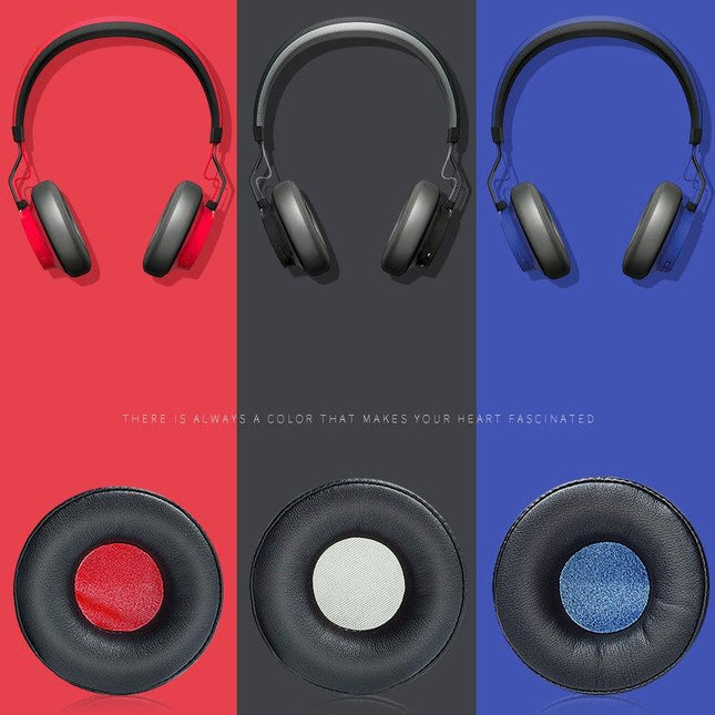 2-Pack Leather Headphone Sponge Covers For Jabra Revo Wireless - Black / Blue-1915197953287524356