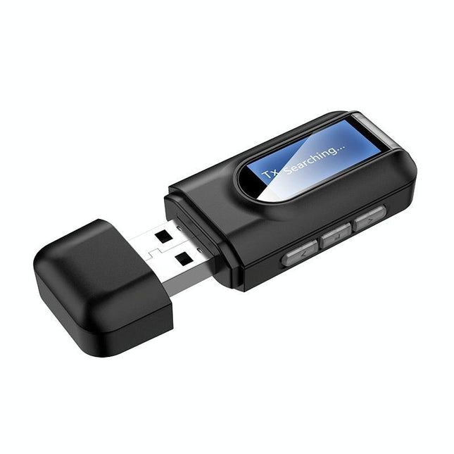2-In-1 Usb Bluetooth 5.0 Audio Adapter With Lcd Screen-1915197733170450438
