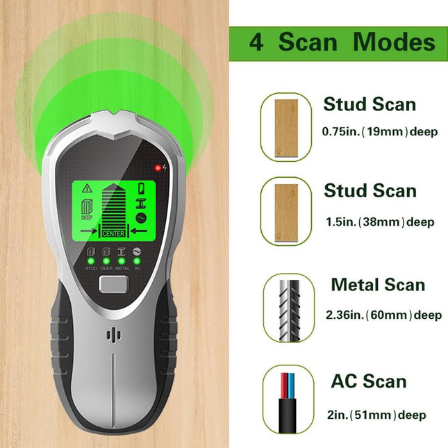 4-In-1 Multifunctional Digital Wall Detector - Silver / Black-1915196914224205826