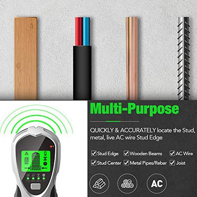 4-In-1 Multifunctional Digital Wall Detector - Silver / Black-1915196914224205827